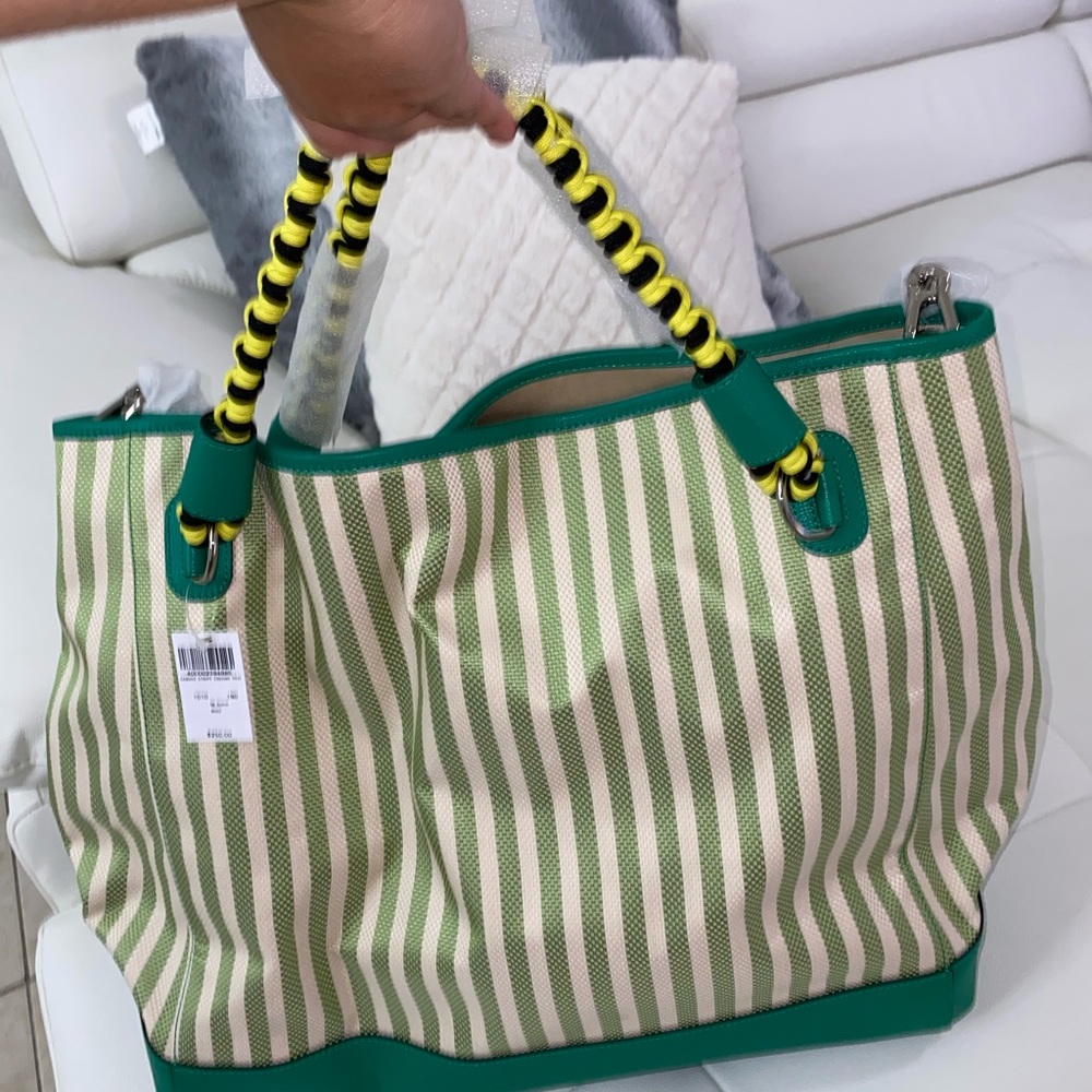 Henri Bendel Canvas Stripe Cabana tote